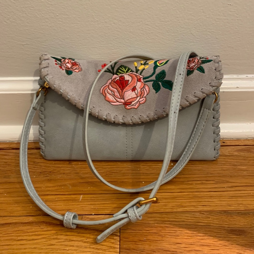 Street Level Floral Embroidered Crossbody/Clutch